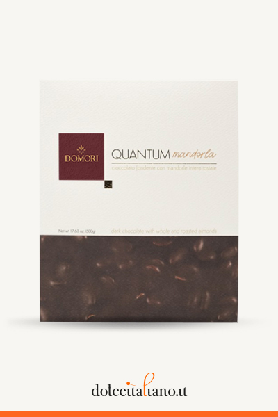 Quantum: maxi dark chocolate and almonds by Domori g 500,00