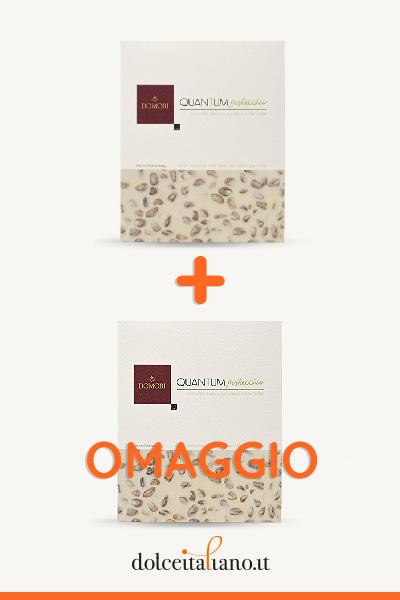 Quantum: white chocolate maxi bar and whole salted pistachios special 1+1 by Domori
